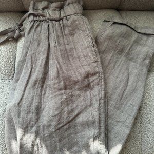Free People Charcoal Grey Linen Paperbag Pant XS NWOT